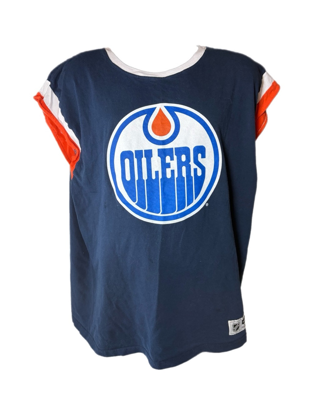 Oilers Navy & Orange Graphic Muscle Tee - Women's